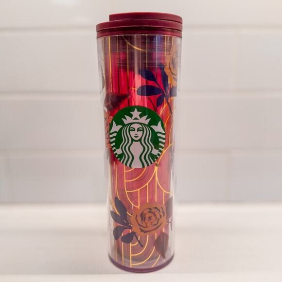 Limited Edition Starbucks 2020 Fall Plum Pink Rose Tumbler-16oz-Slide/Twist Top - Picture 1 of 9